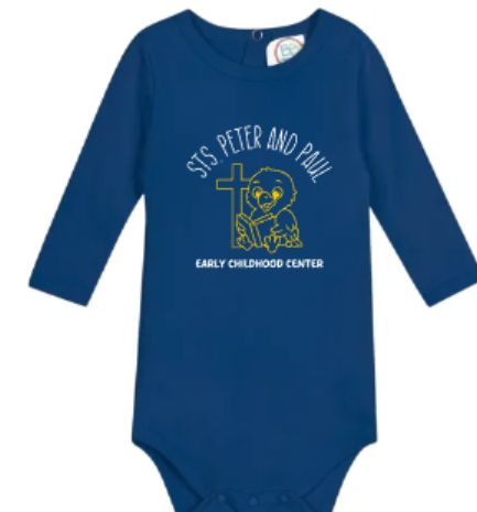 Sts. Peter and Paul Early Childhood Center Short or Long Sleeve Infant Navy Bodysuit (SPPECC)