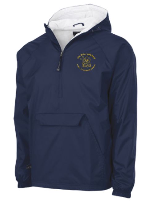 Adult Charles River Navy Rain Pullover with Choice of Embroidered Logo (SPPECC)