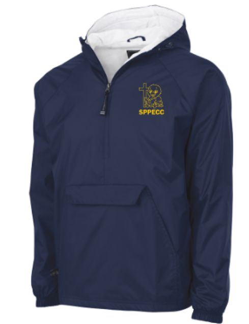 Adult Charles River Navy Rain Pullover with Choice of Embroidered Logo (SPPECC)
