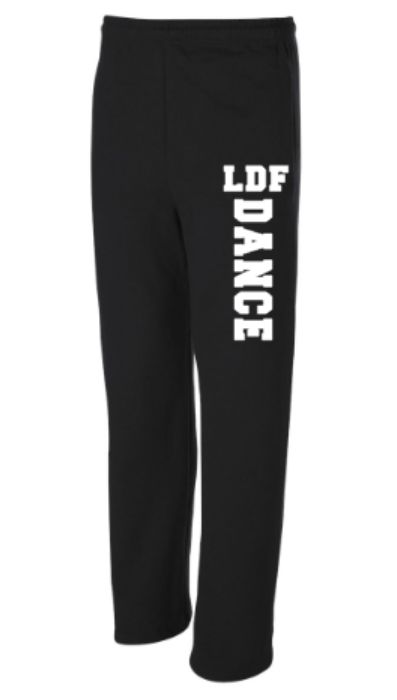 Adult LDF Dance JERZEES NuBlend Open Bottom Black &amp; White Sweatpants (LDF)