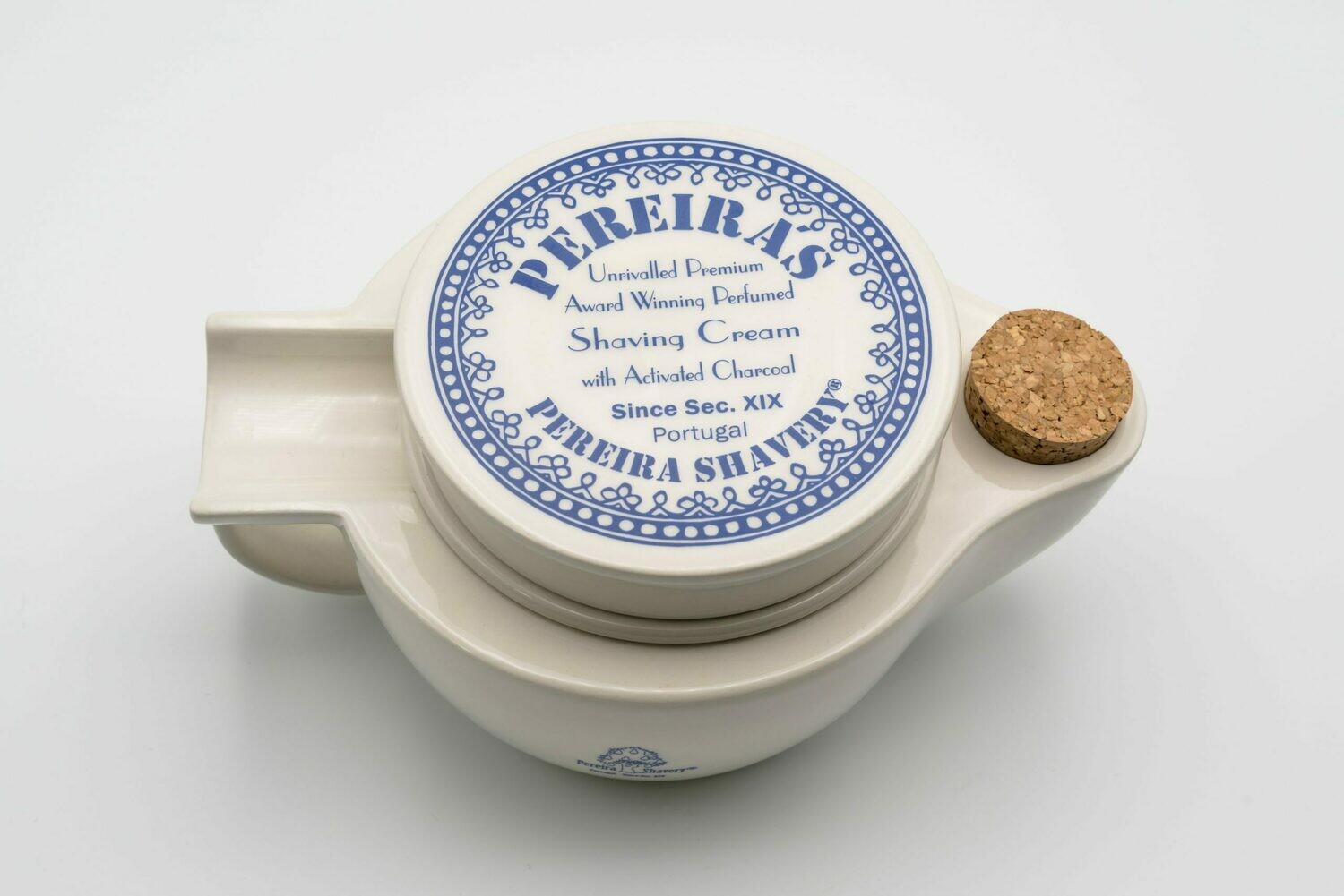 Pereira Shavery Ceramic Shaving Scuttle Bowl - Keep Lather Always Warm Or Ice Cold With A Large Deep Size Bowl With Ribs For Frictions Handmade In Portugal. With or Without Soap Dish