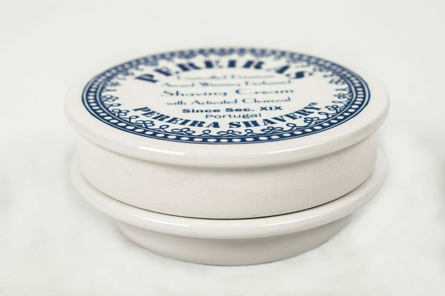 Pereira Shavery Shaving Soap With Activated Charcoal In Ceramic Dish With Different Aromatherapy Options