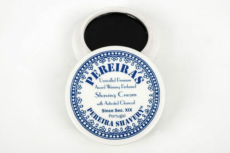 Pereira Shavery Shaving Soap With Activated Charcoal In Ceramic Dish With Different Aromatherapy Options
