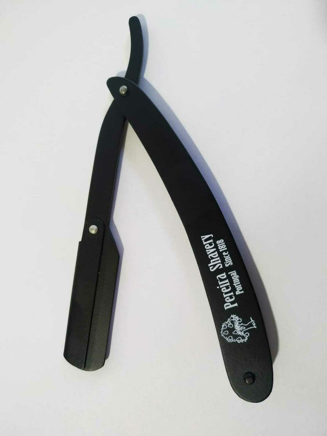 Pereira Shavery Razor Straight for Disposable DE Full Blade Metal Handle Black