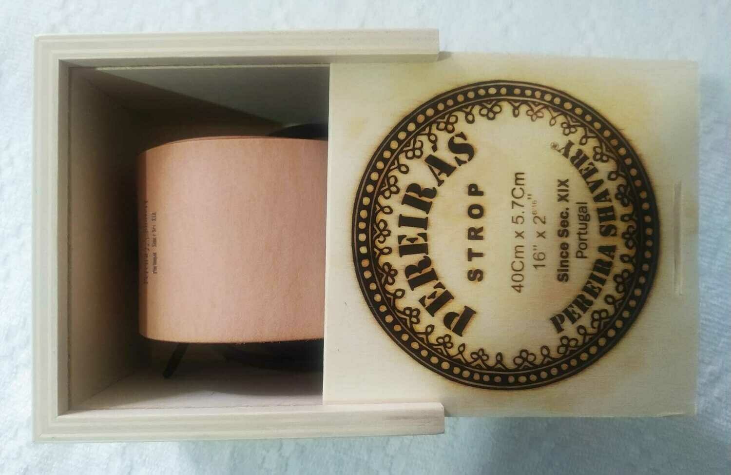 Pereira Shavery Belt-Styled 40 Cm With Leather Ties Shaving Strop In Wooden Box