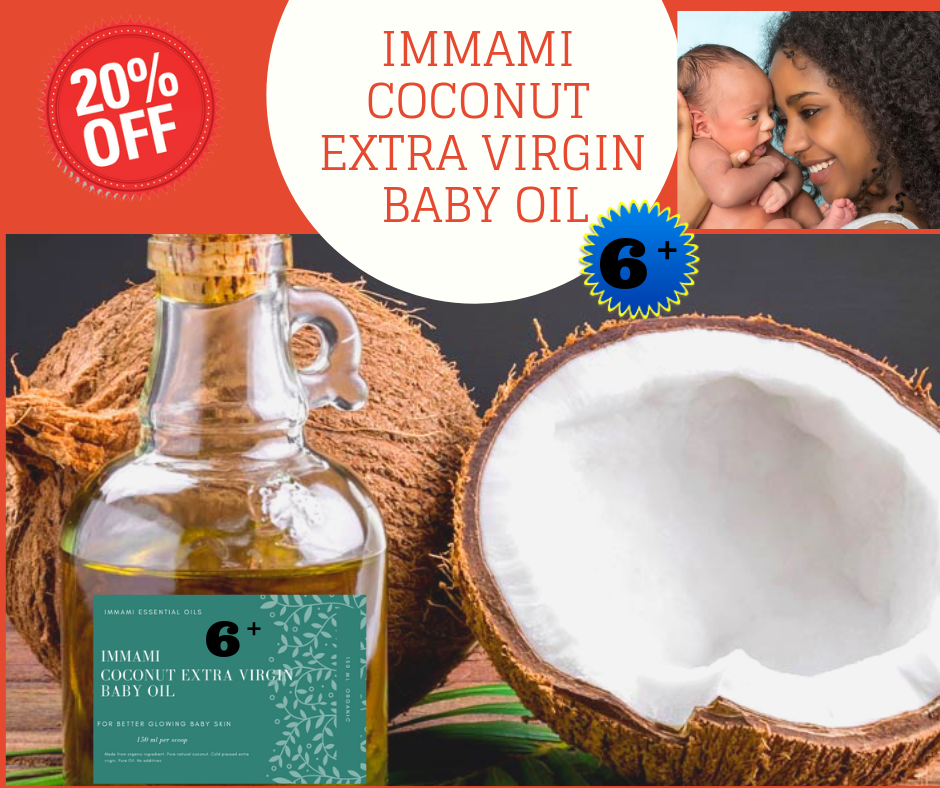 IMMAMI COCONUT EXTRA VIRGIN BABY OIL  with Tea Tree Oil. 200ML Scent Free