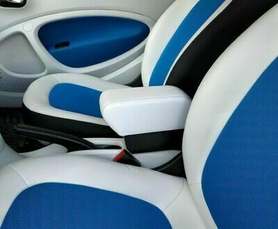 Bracciolo In Pelle PU Per Smart Fortwo / Forfour 2014-2019 – Scatola Portaoggetti Con USB, Nero, Facile Installazione