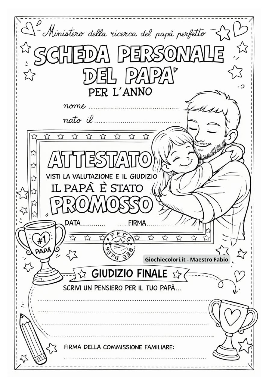 Pagella del papà da stampare: una simpatica attività creativa per la Festa del papà