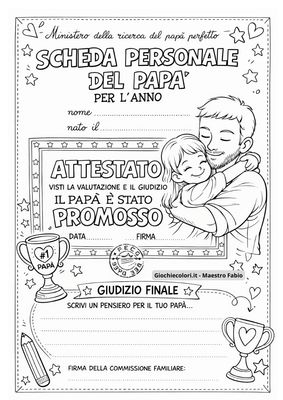 Pagella del papà da stampare: una simpatica attività creativa per la Festa del papà