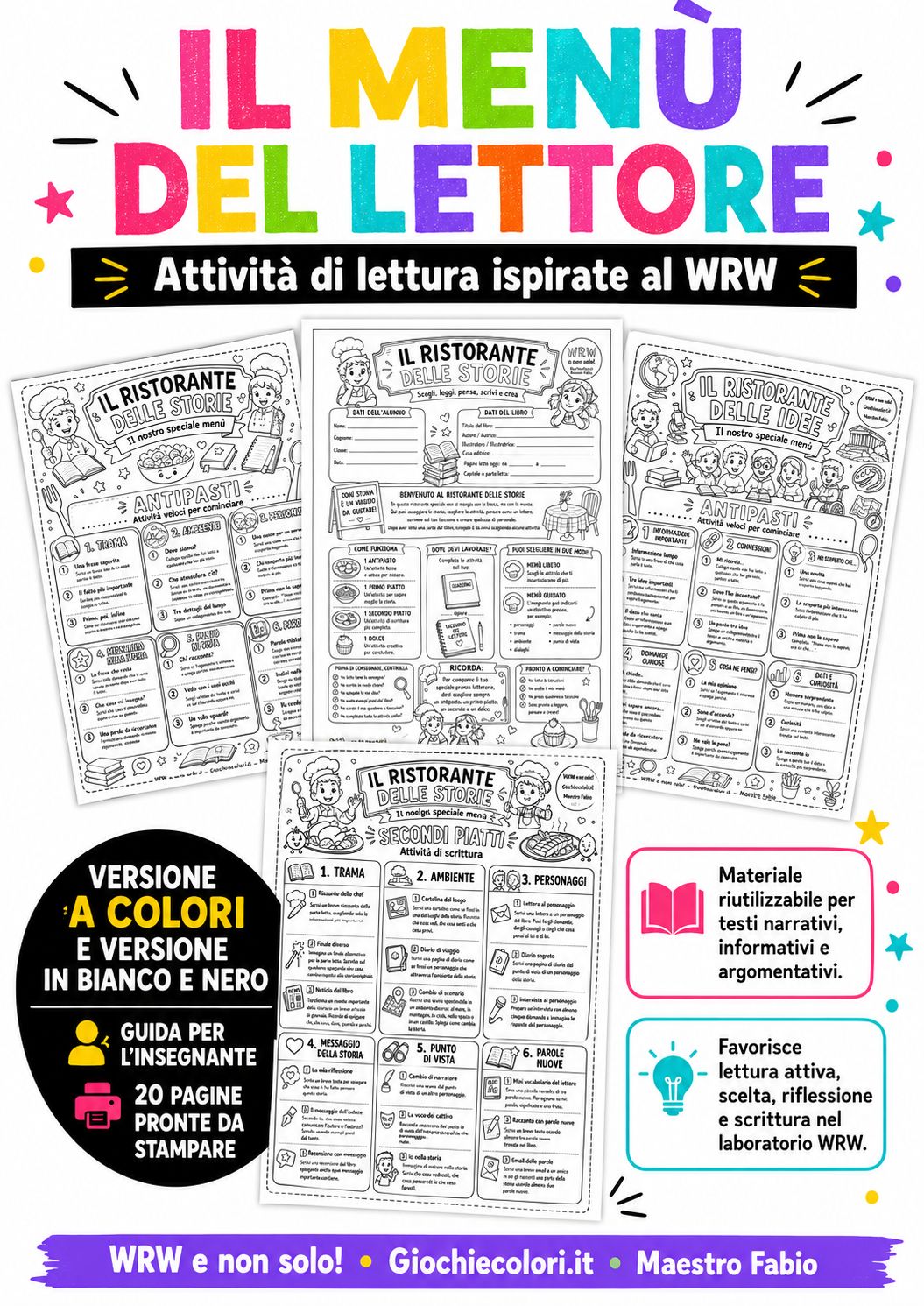 Il Menù del Lettore – Attività WRW per leggere, capire, riflettere e scrivere