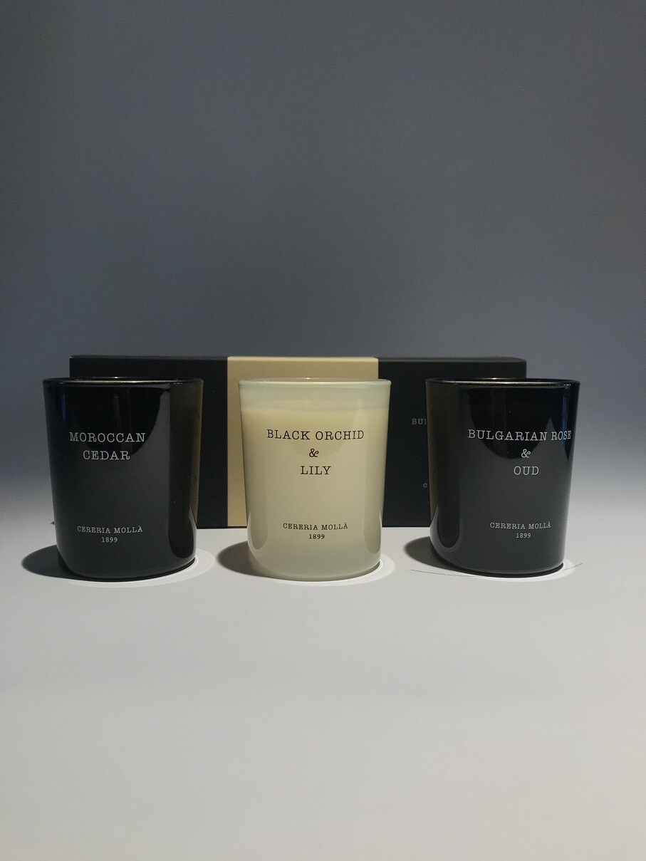 Duftkerze Geschenksets Moroccan Cedar-Black Orchid&Lily-Bulgarian Rose&Oud Von Cereria Molla