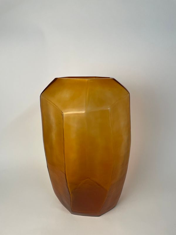 Guaxs Cubistic Tall Clear/Gold – handgefertigte Glasvase, geometrisches Design