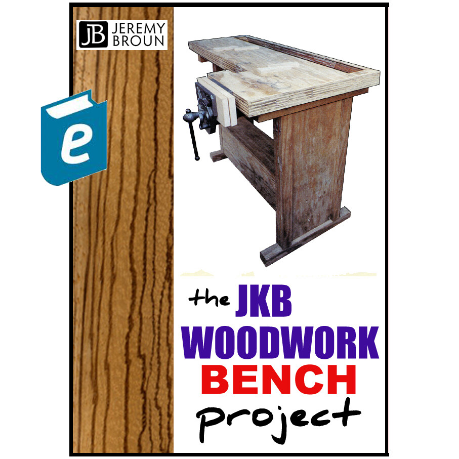 THE JKB WOODWORK BENCH e-manual. A clever compact plywood bench that can be easily made. It bolts together, is sturdy, has some unique features and is designed by an award-winning woodworker.
