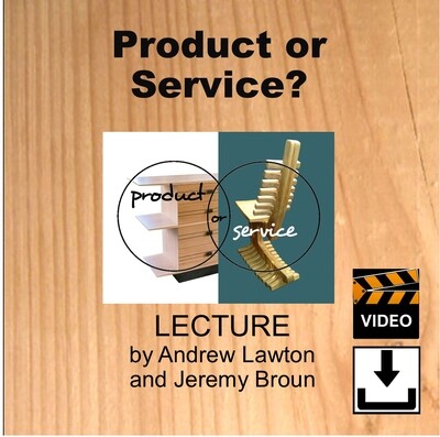 PRODUCT OR SERVICE? (Furniture) this entertaining lecture by Jeremy Broun & Andrew Lawton at The Gordon Russell Museum, shows the pros and cons of two diverse approaches to making a living. PRODUCT OR SERVICE? (Furniture) this entertaining lecture by Jeremy Broun & Andrew Lawton at The Gordon Russell Museum, shows the pros and cons of two diverse approaches to making a living.