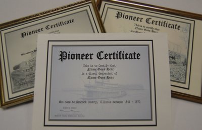 Pioneer Family of Hancock County Certificate Fee