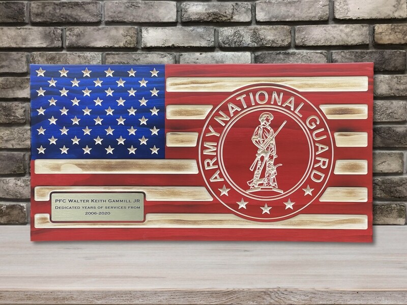 Personalized Army National Guard Flag Plaque