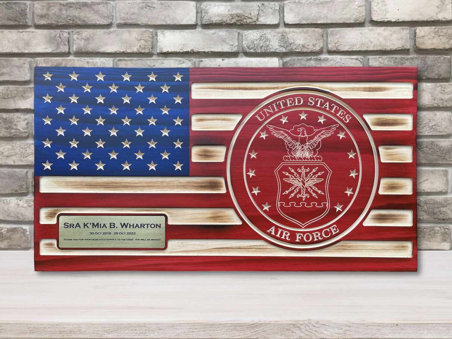 Personalized Air Force Retirement Wooden Flag Plaque