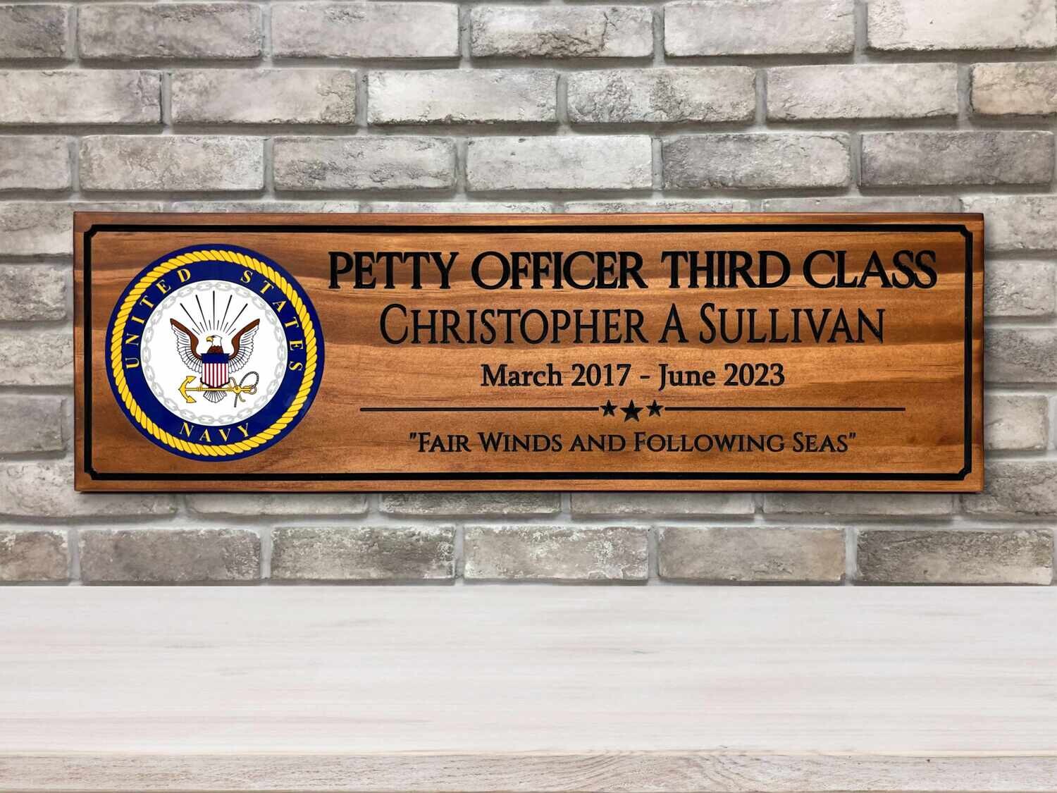Personalized Navy Plaque With Full Color Emblem Gift