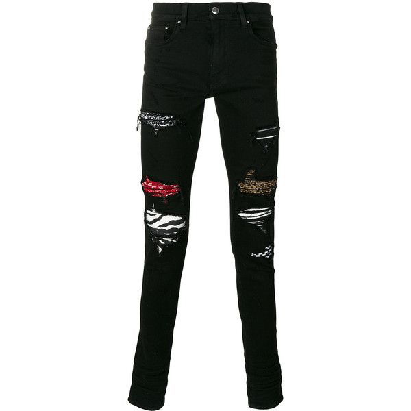 Distressed Black Bandana Jeans