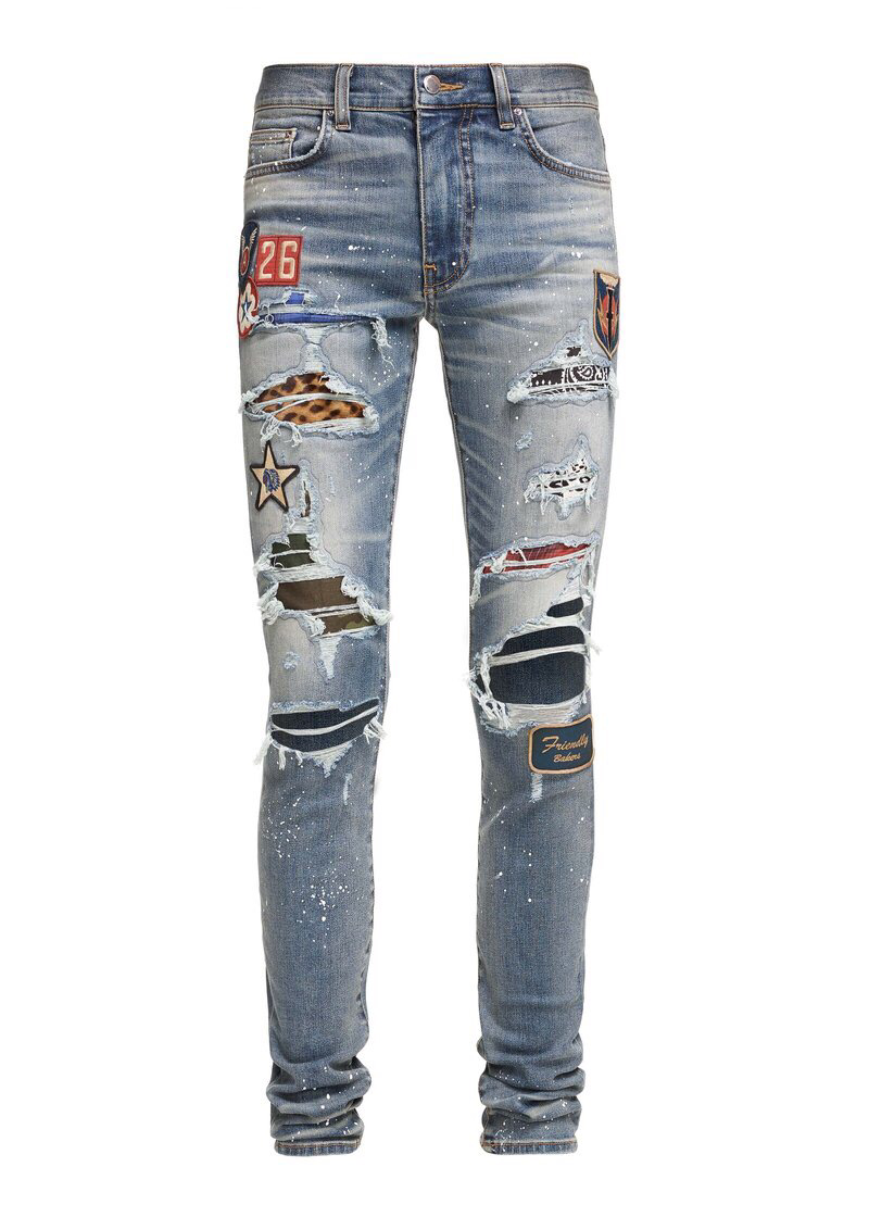 Patch Distressed Skinny Jeans