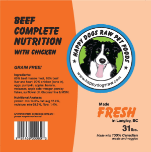 BEEF with Chicken COMPLETE - Meat, Organ, Bone, Veggies, Supplements