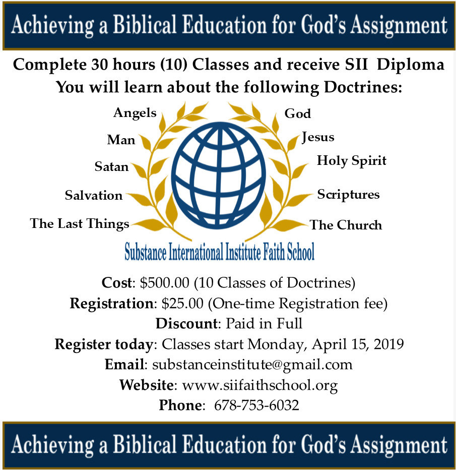 SII - Faith School - Diploma consist of The 10 Doctrine of the Bible SII - Faith School - Diploma consist of The 10 Doctrine of the Bible