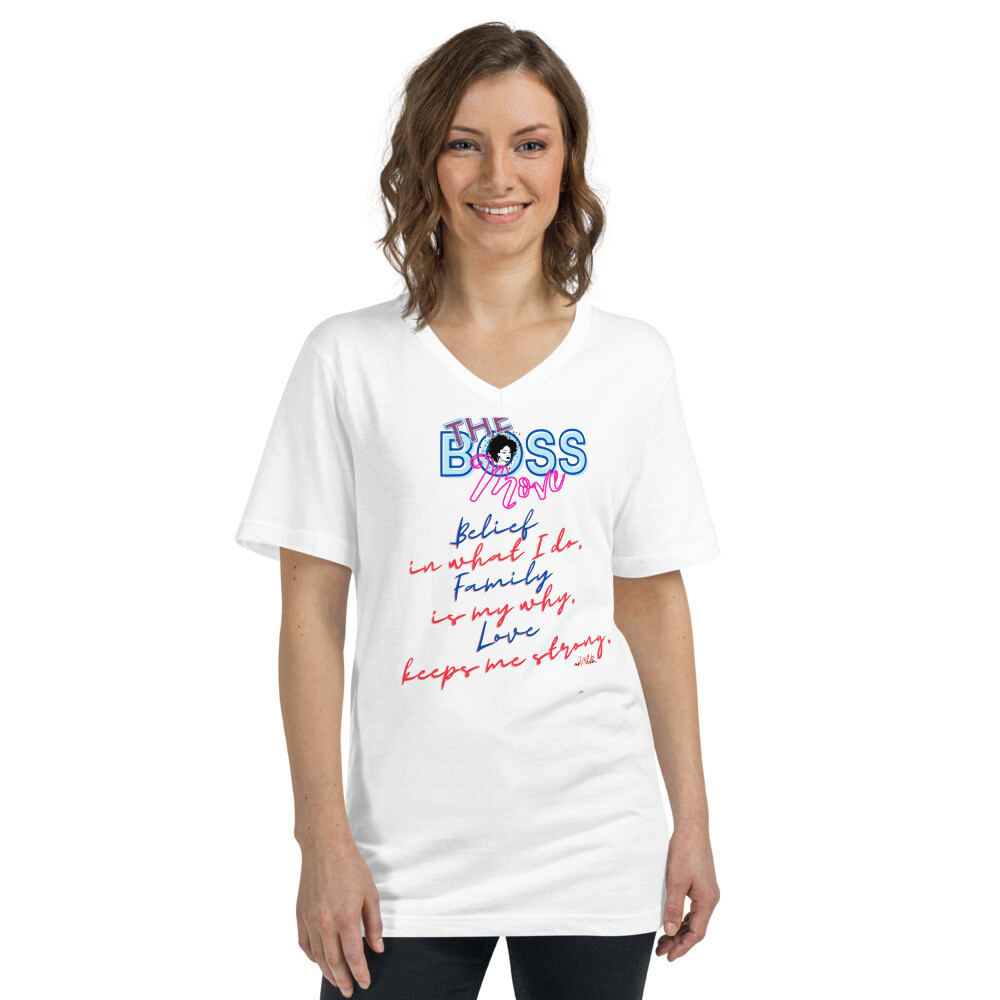 Belief, Family, Love-Unisex Short Sleeve V-Neck T-Shirt