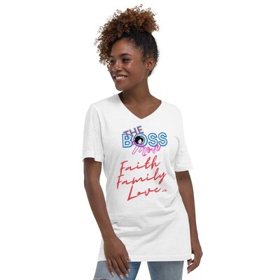 Faith, Family, Love-Unisex Short Sleeve V-Neck T-Shirt