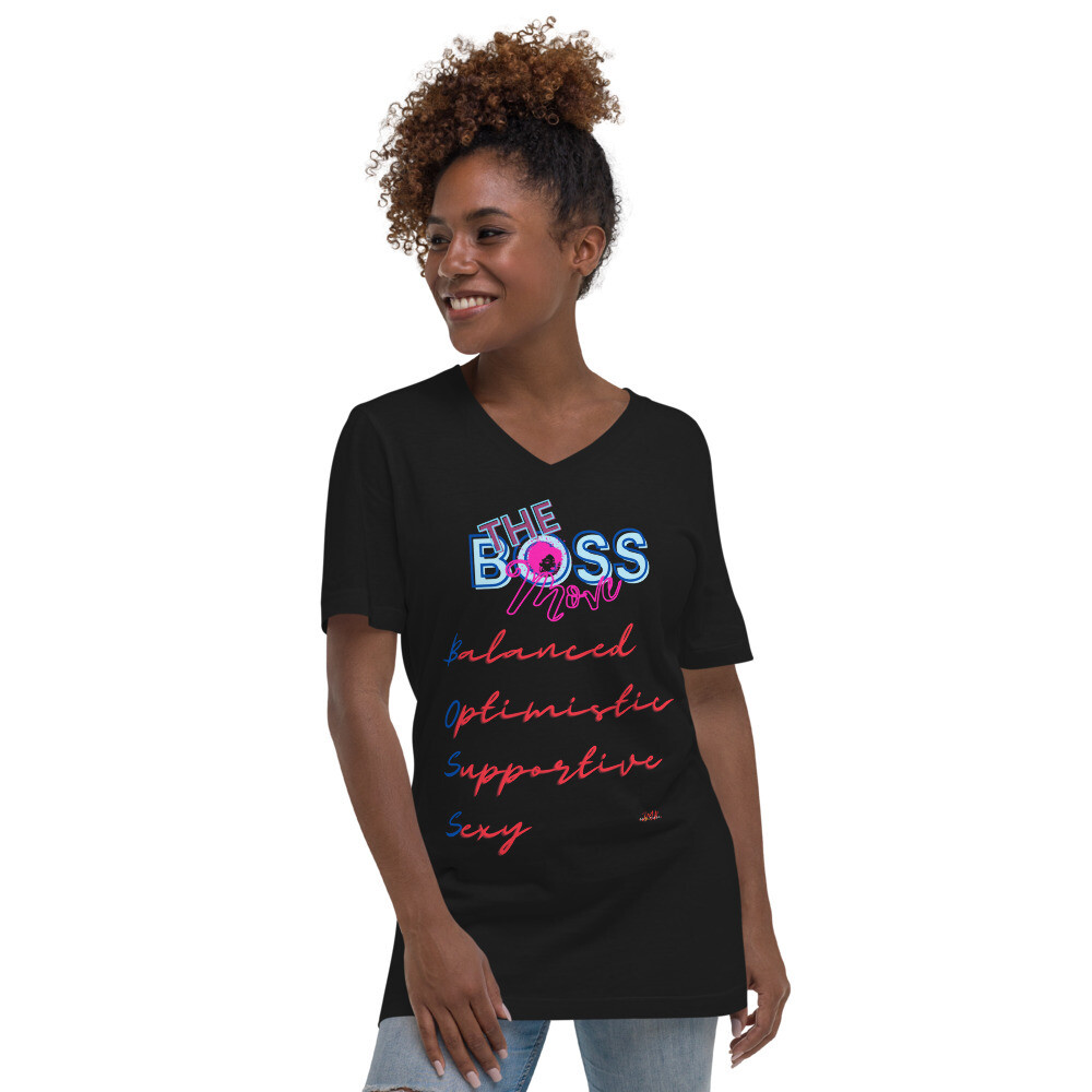 BOSS-Unisex Short Sleeve V-Neck T-Shirt