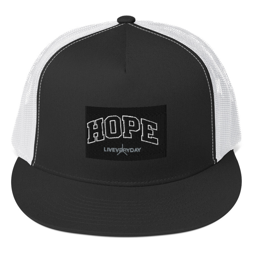 HOPE-Liveveryday 5 Panel Trucker Cap , Color: Black/ White