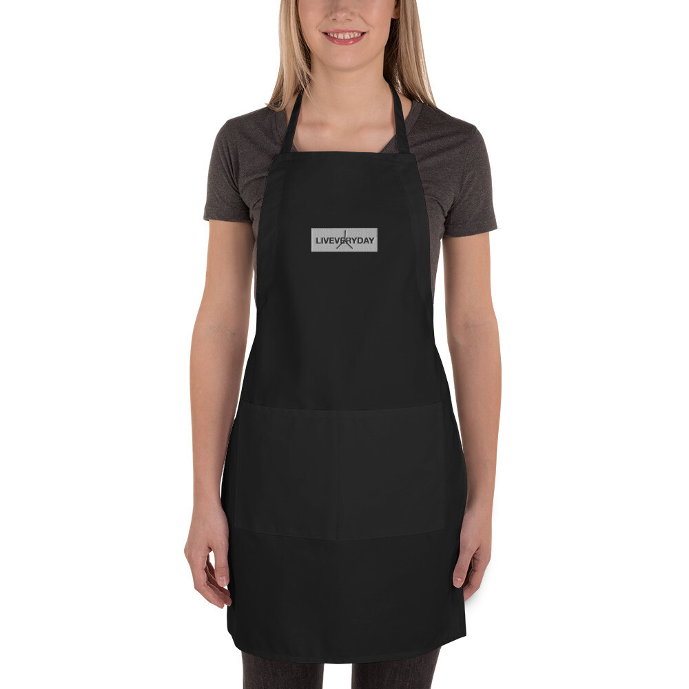Embroidered Apron, Color: Black