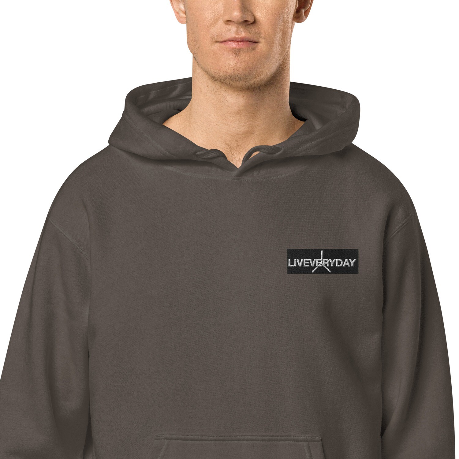 LiveEverDay Unisex pigment dyed hoodie, Color: Pigment Black, Size: S
