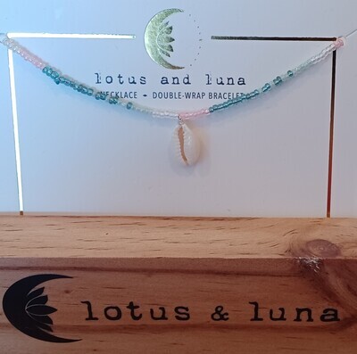 Lotus and Luna Double Wrap Bracelet or Necklace