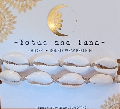 Lotus and Luna Cowry Shell Necklace