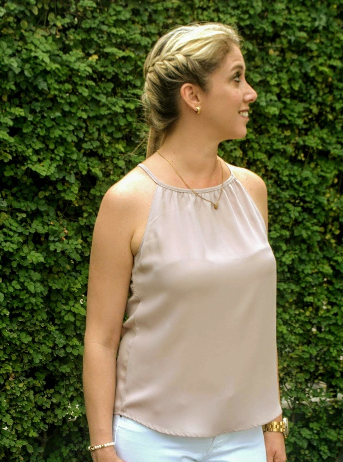 Blusa gasa rosa tiras