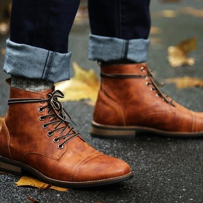 COSIDRAM Male British Boots for Autumn and Winter