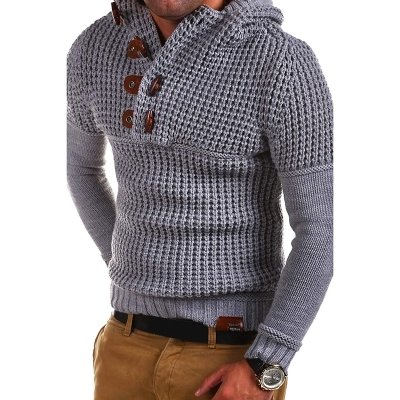 Men&#39;s High Quality Design Fashion Hooded Solid Color Sweater
