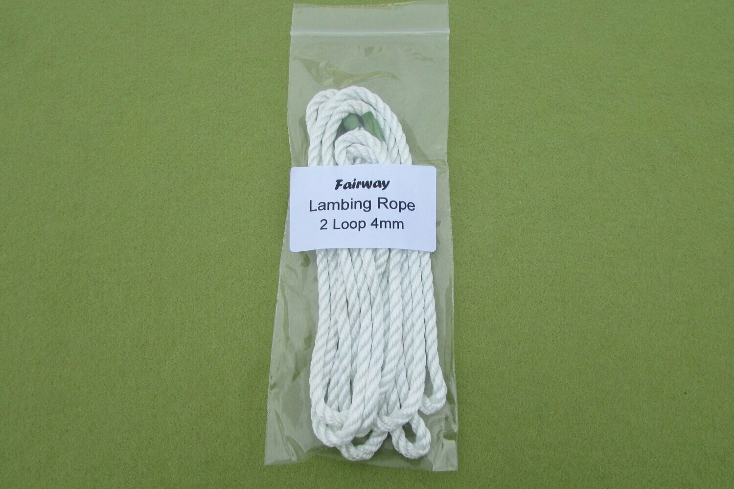 4mm  Lambing Rope -  single or double loops -  5 colour options, 4mm Lambing Rope: 2 Loop 4mm White