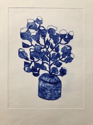Collection Recueil, gravure petit arbre bleu, 2020, Laure JULIEN
