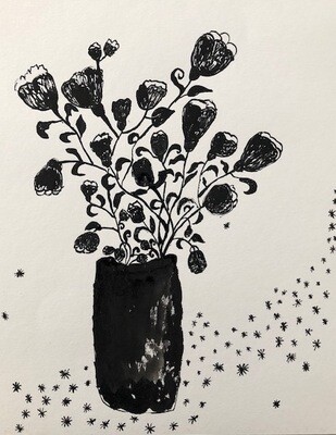 Collection Recueil, bouquet noir encre de chine à la plume #1, 2020, Lj - IDEES NOIRES