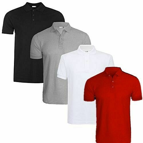 4-In-1 Quality Men&#39;s Polo T-Shirts - Grey/White/Black/Red