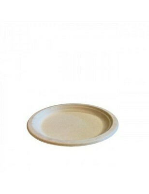 Bagasse bord 18cm Ø bruin, verpakt per 500 stuks Bagasse bord 18cm Ø bruin, verpakt per 500 stuks