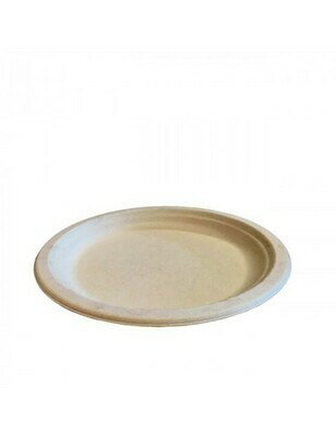 Bagasse bord 26cm Ø bruin, verpakt per 500 stuks Bagasse bord 26cm Ø bruin, verpakt per 500 stuks