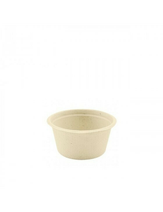 Bagasse sausbakje 60ml/6cm Ø bruin, verpakt per 50 stuks