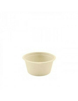 Bagasse sausbakje 60ml/6cm Ø bruin, verpakt per 50 stuks