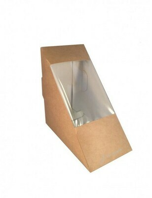 FSC® Kraft/PLA sandwichbox 12,3x12,3x7,2cm, verpakt per 50 stuks