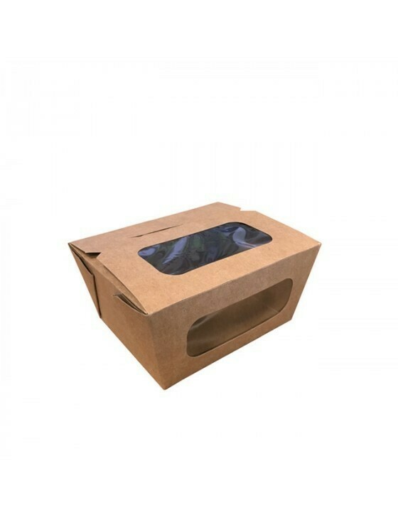FSC® kraft/PLA coated lunchbox+venster 11x9x6,3cm, verpakt per 450 stuks