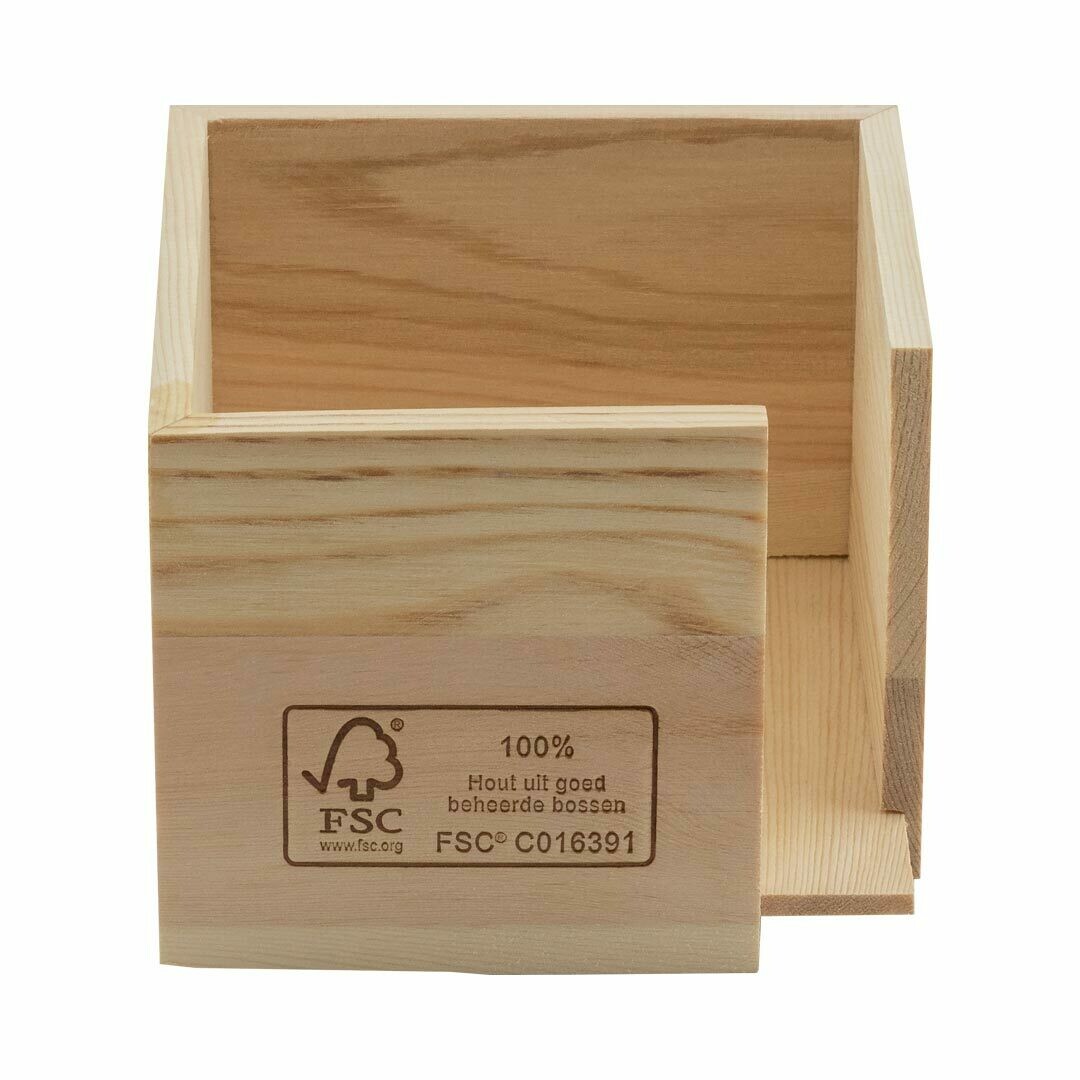 FSC® houten servethouder voor 20x20cm ¼ vouw, verpakt per stuk