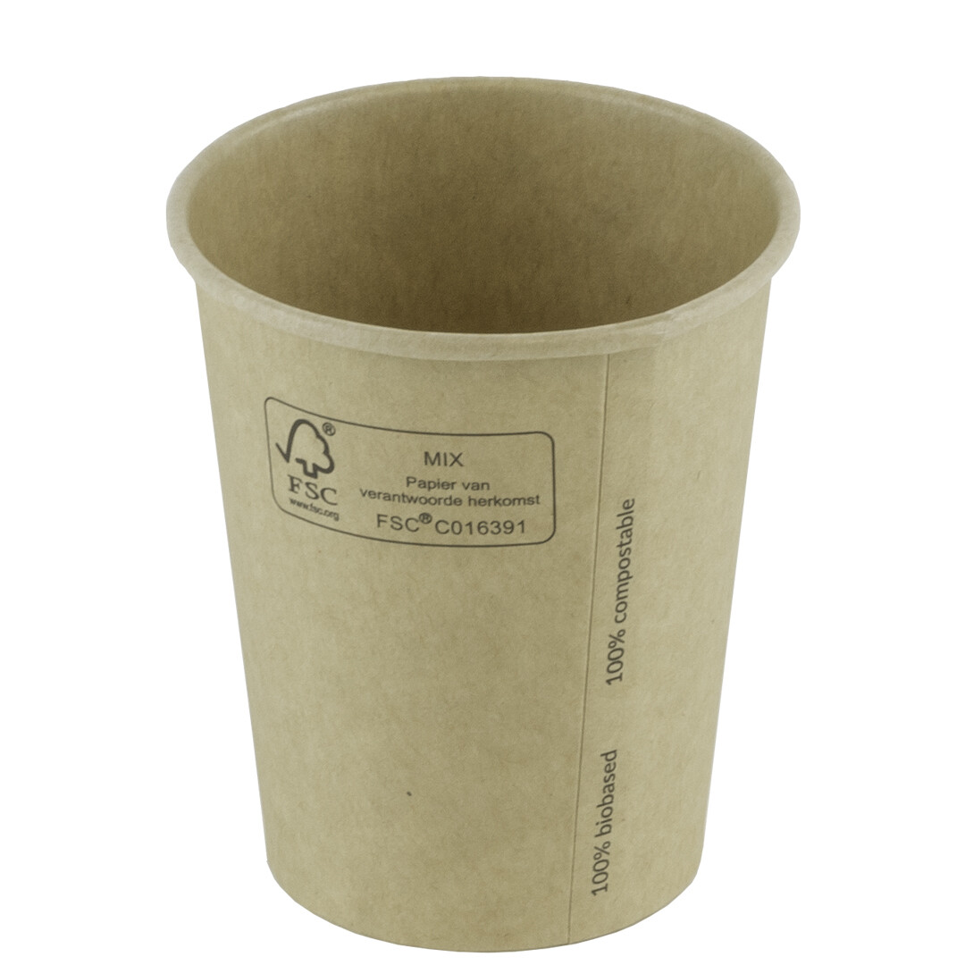 FSC® kraft/PLA koffiebeker 7oz/210ml/7,3cm Ø, verpakt per 2000 stuks