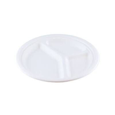 Bagasse bord 23cm Ø 3-vaks, verpakt per 500 stuks Bagasse bord 23cm Ø 3-vaks, verpakt per 500 stuks